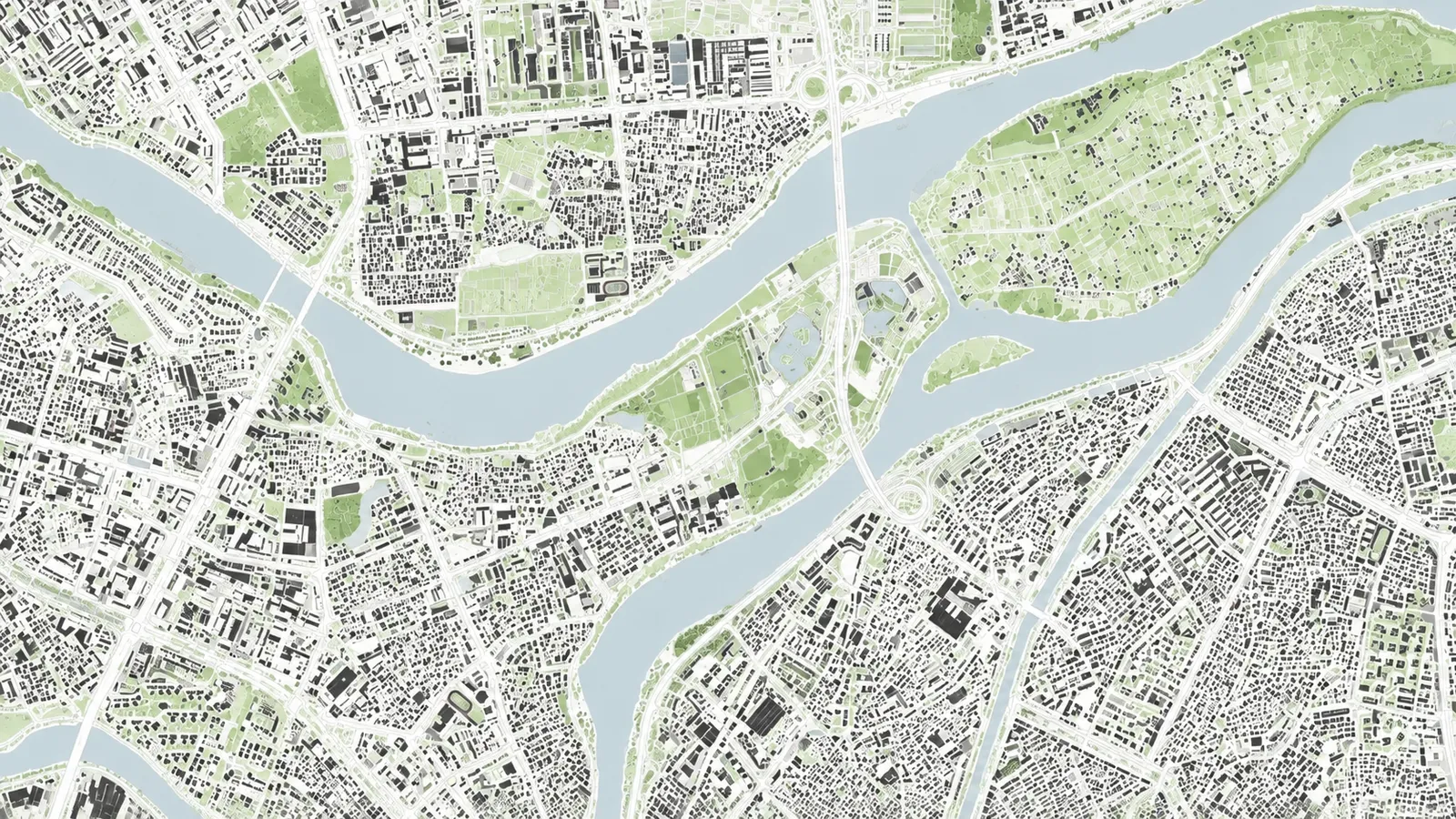 Minimalist Flat Analysis Base Map from Satellite Imagery