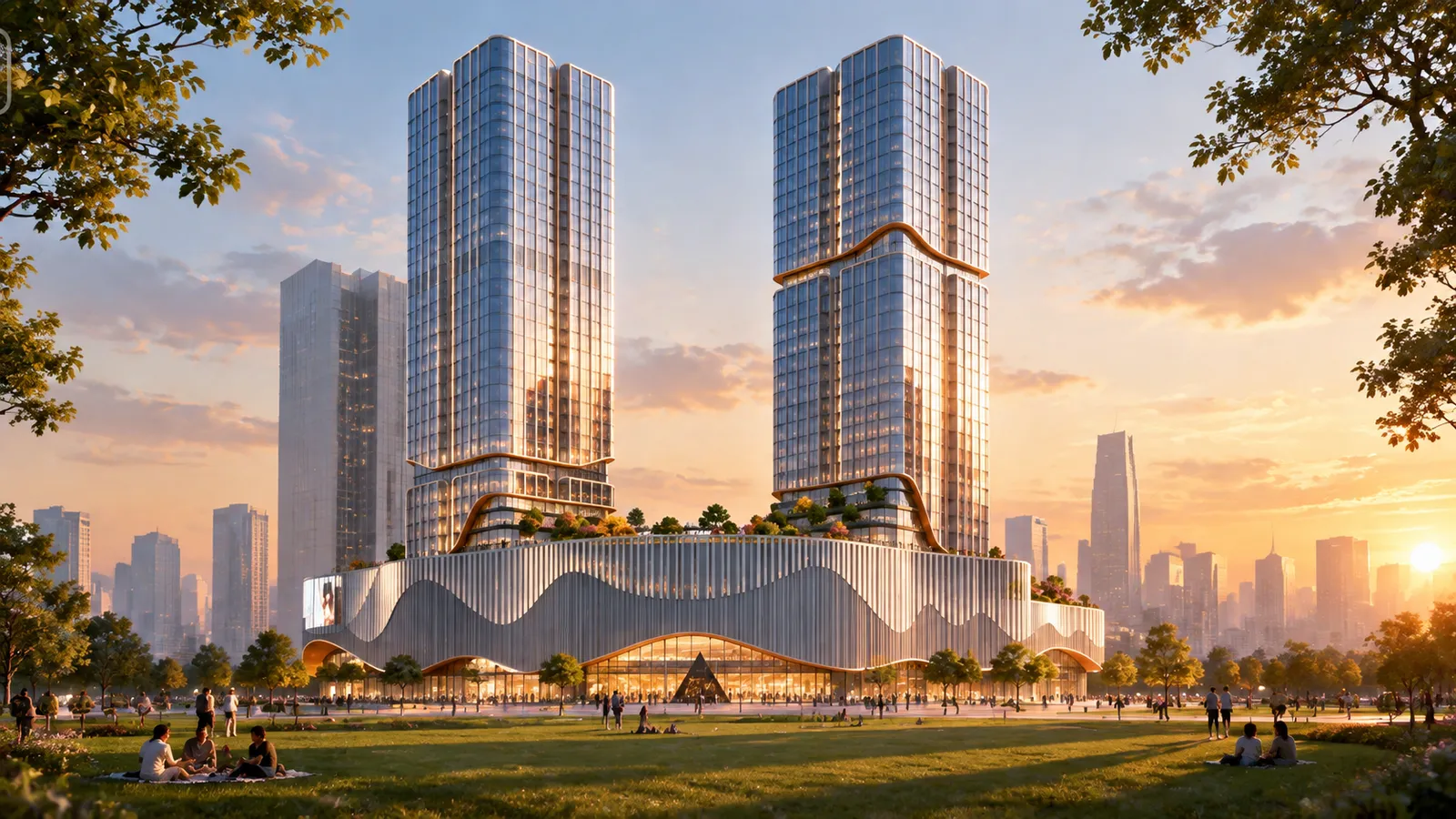 SketchUp Sketch → Urban Landmark Complex Render