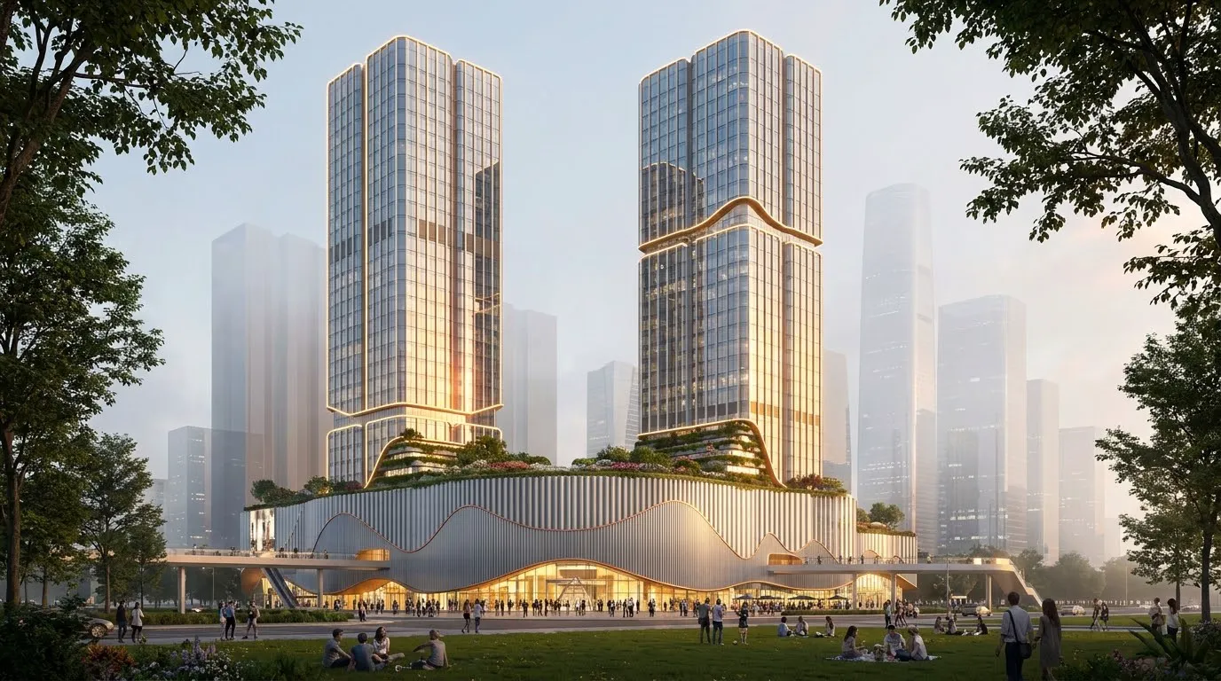 SketchUp Sketch → Urban Landmark Complex Render